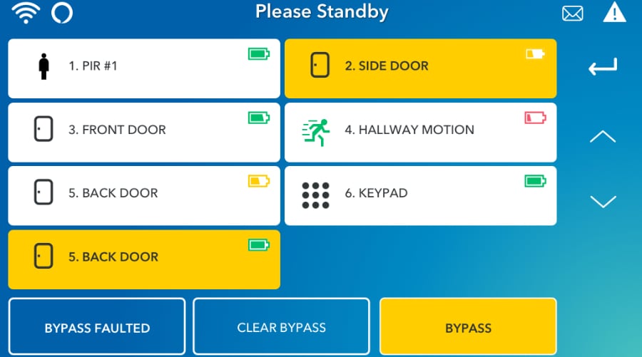 Jamestown security system command screen.