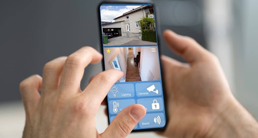 Resident checking video camera streams on a cell phone
